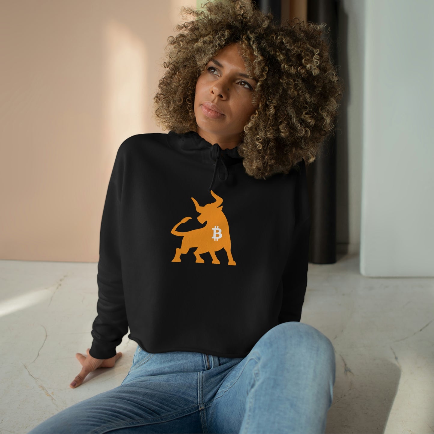 Bitcoin Bull Women's Crop Hoodie