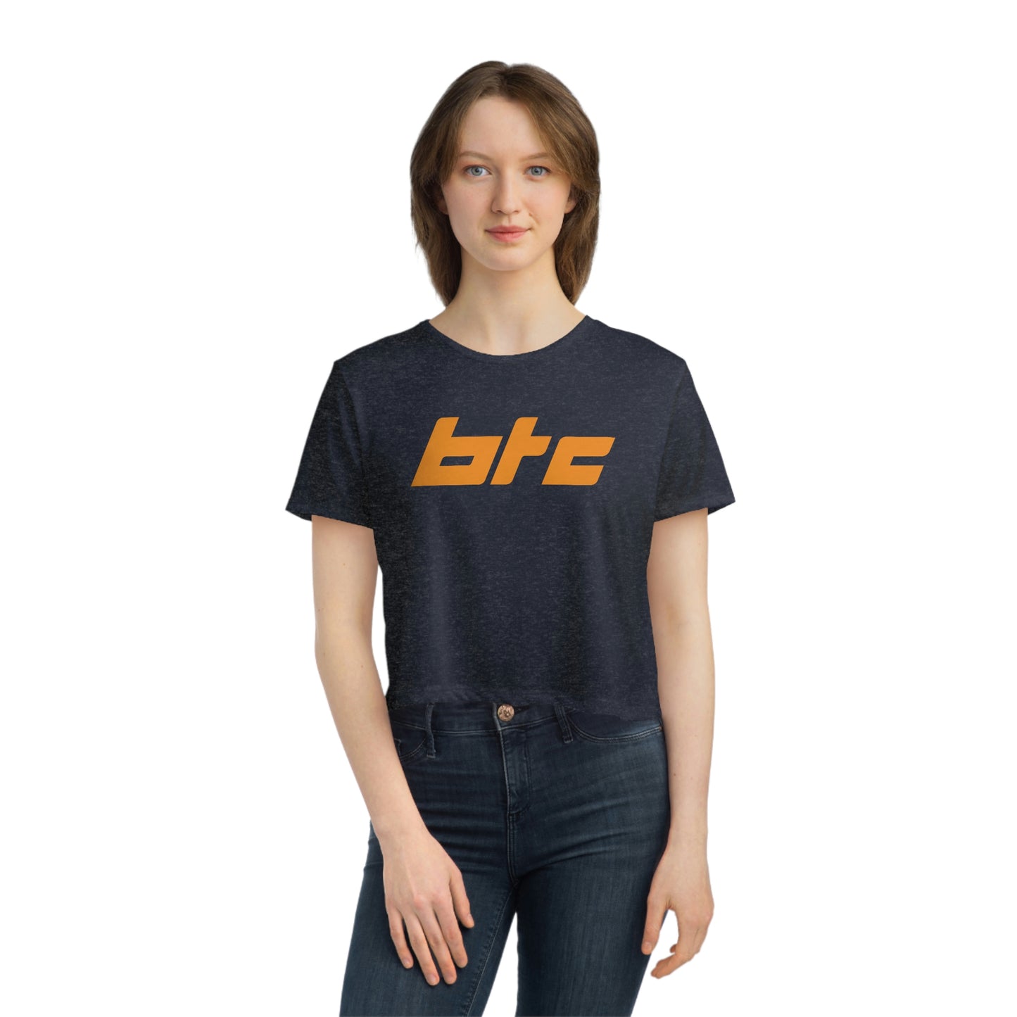 Bitcoin Block Women's Flowy Crop T-Shirt