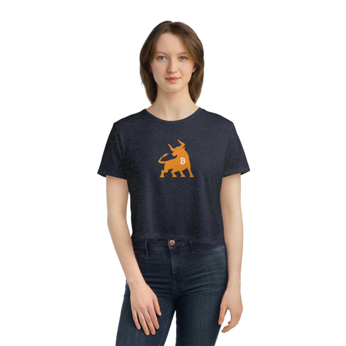 Bitcoin Bull Women's Flowy Crop T-Shirt