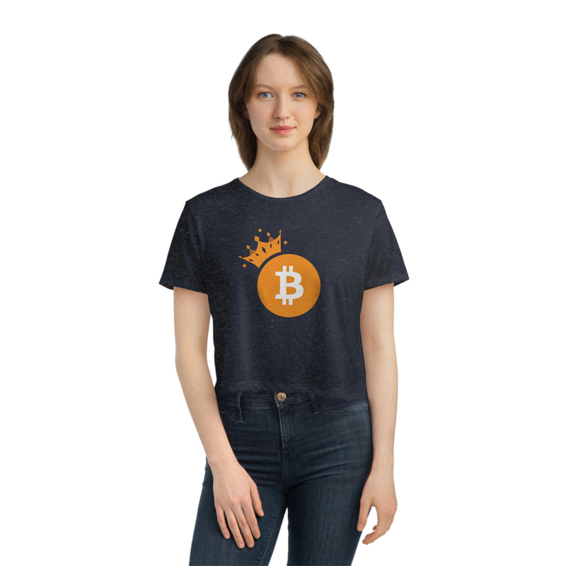 Royal Bitcoin Women's Flowy Crop T-Shirt