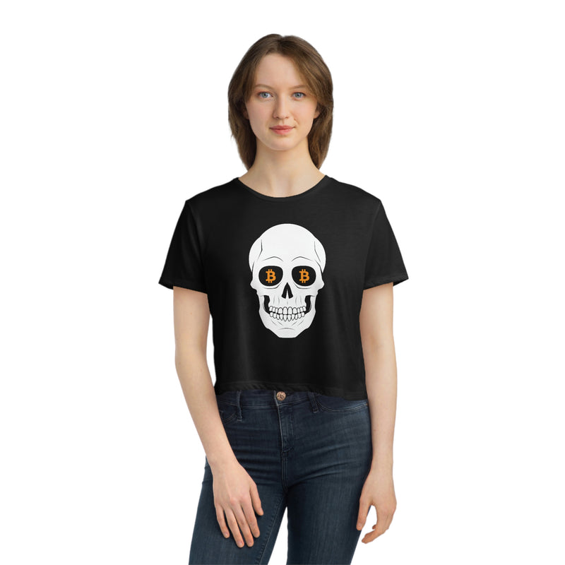 Skulls & Coins Women's Flowy Crop T-Shirt