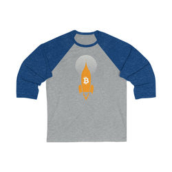 Bitcoin Blast-Off Unisex Baseball T-Shirt