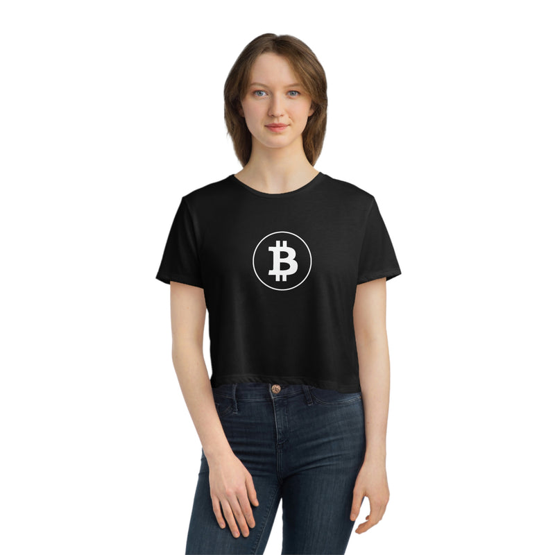 Bitcoin Believer Women's Flowy Crop T-Shirt