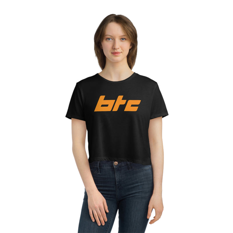 Bitcoin Block Women's Flowy Crop T-Shirt