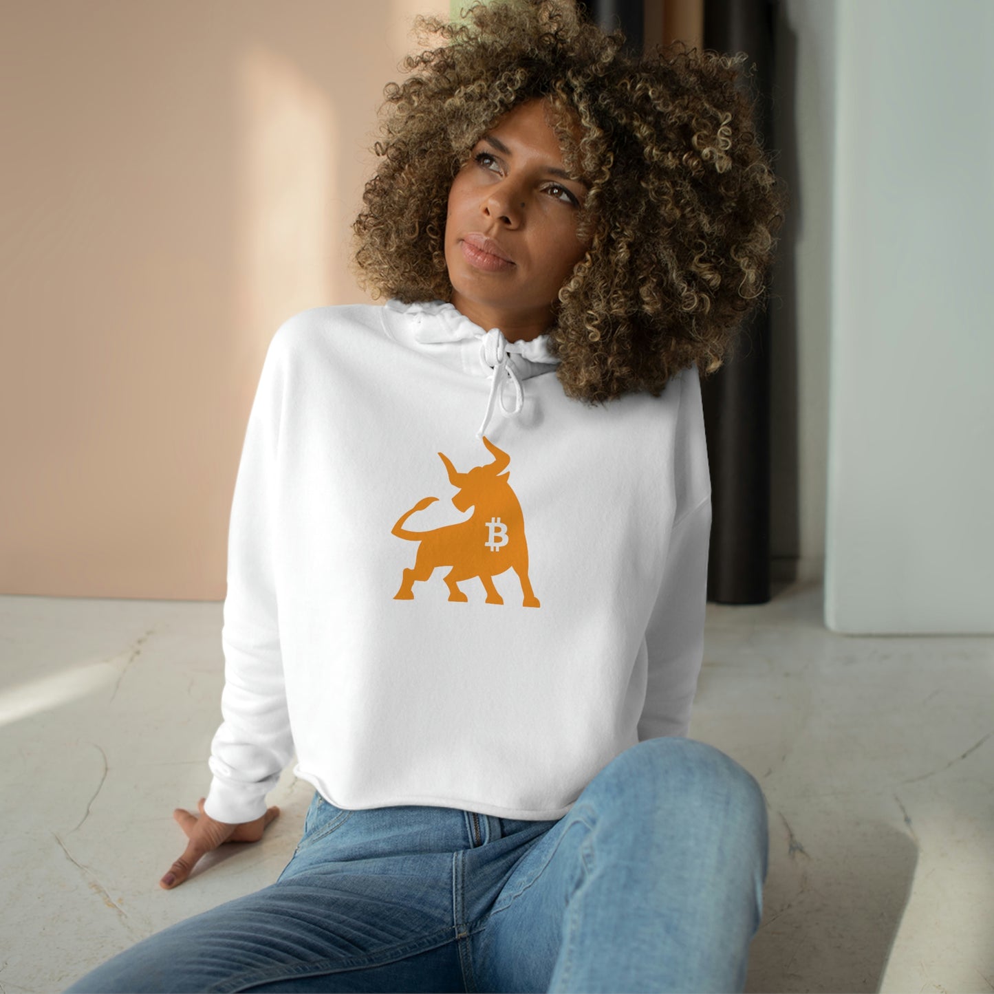 Bitcoin Bull Women's Crop Hoodie