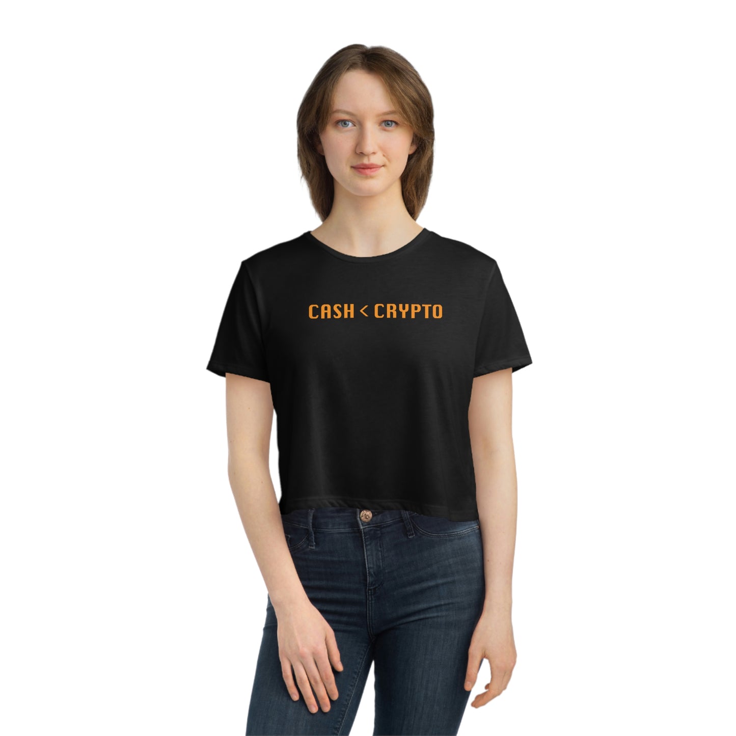 Cash < Crypto Women's Flowy Crop T-shirt