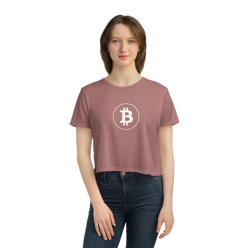 Bitcoin Believer Women's Flowy Crop T-Shirt